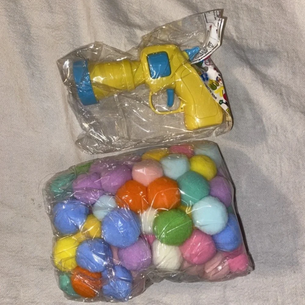 Cat Toys Plush Ball Shooting Gun Interactive Kittens Mini Pompoms Launcher Games